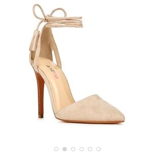Nude JustFab Ankle-Lace/Tie Heels (Yazmyn)
